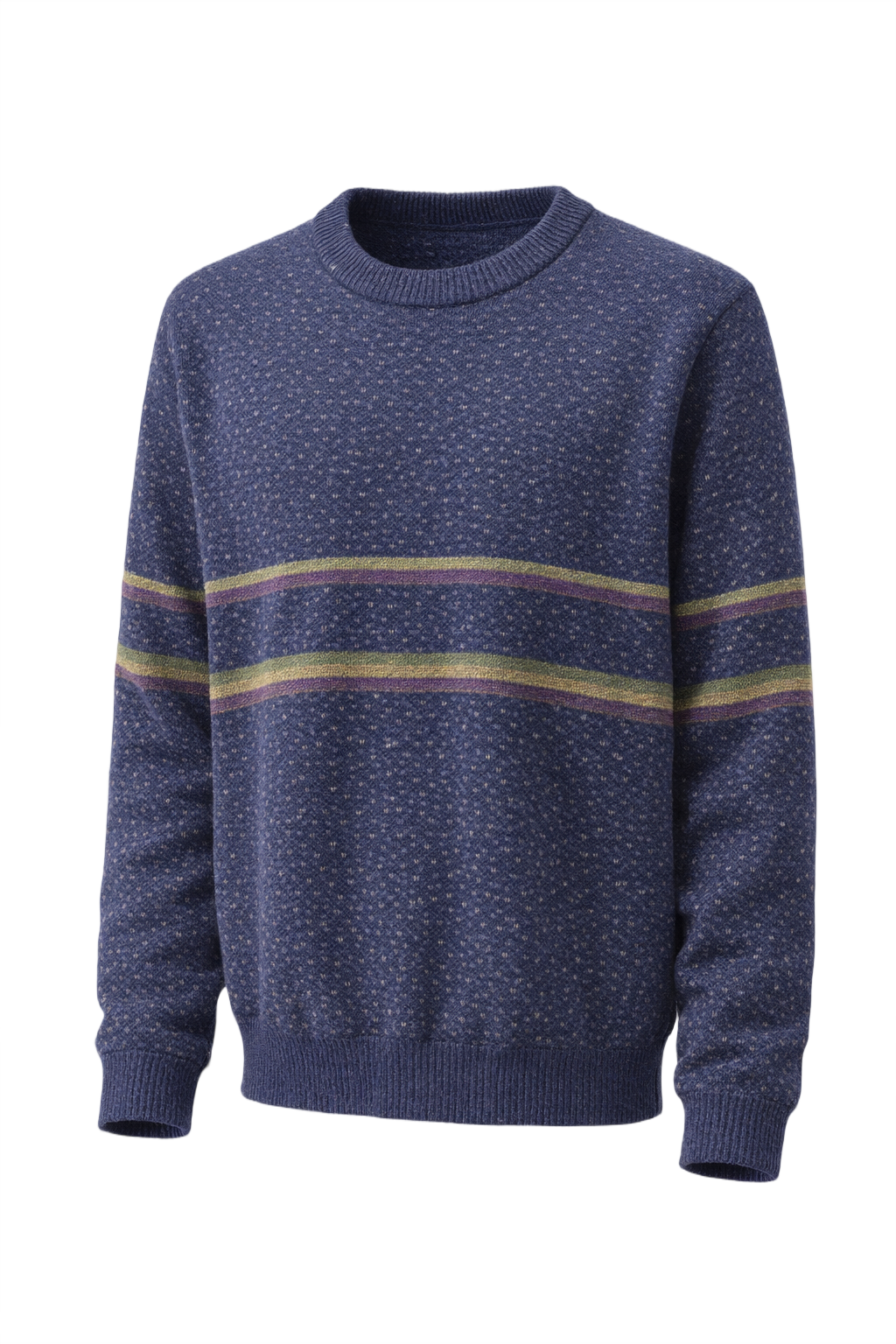 1980s Navy Blue Wool Blend Sweater - Front View