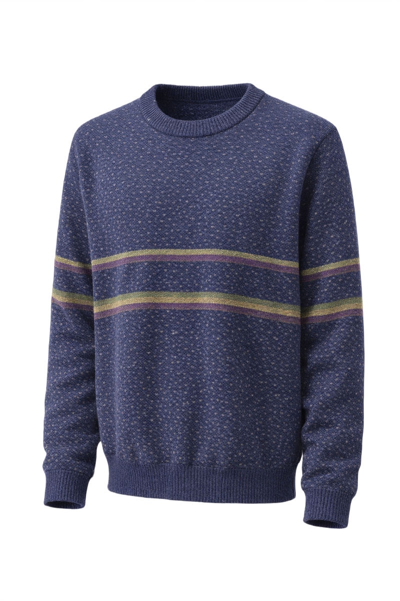 1980s Navy Blue Wool Blend Sweater - Front View