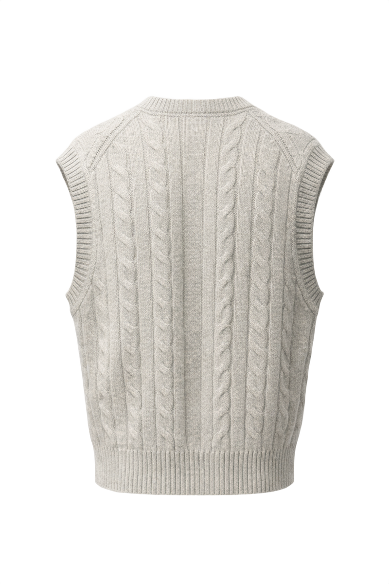 1960s Light Grey Wool Vest - Back View
