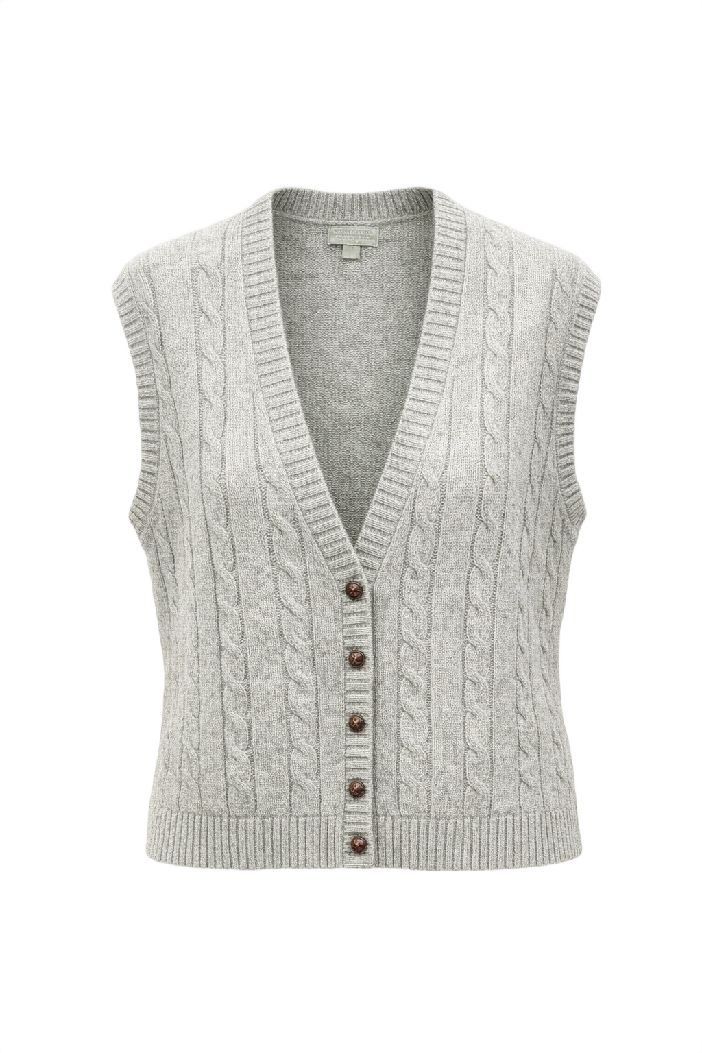 1960s Light Grey Wool Vest - Front View