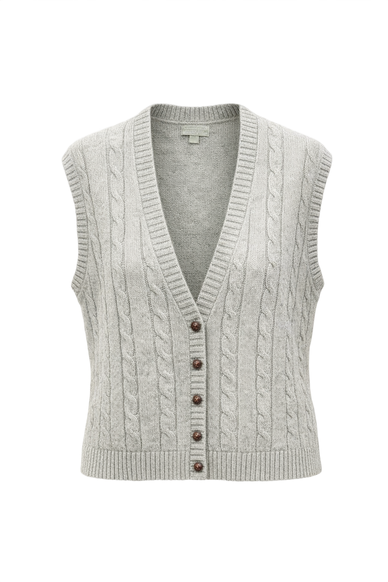 1960s Light Grey Wool Vest - Front View