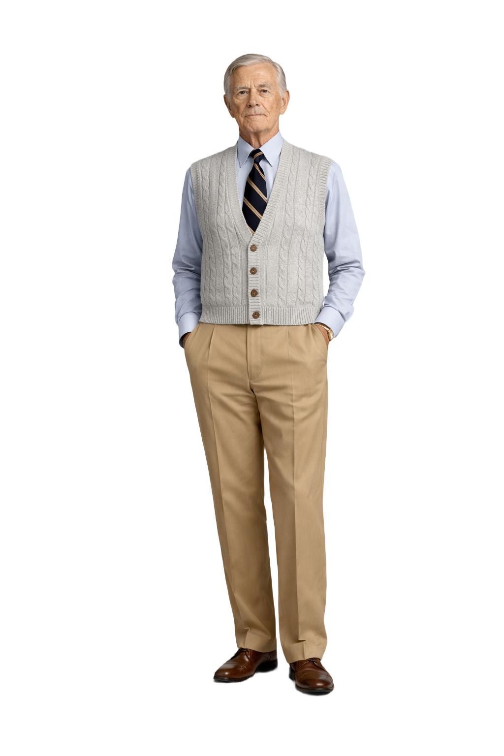 1960s Light Grey Wool Vest - Model