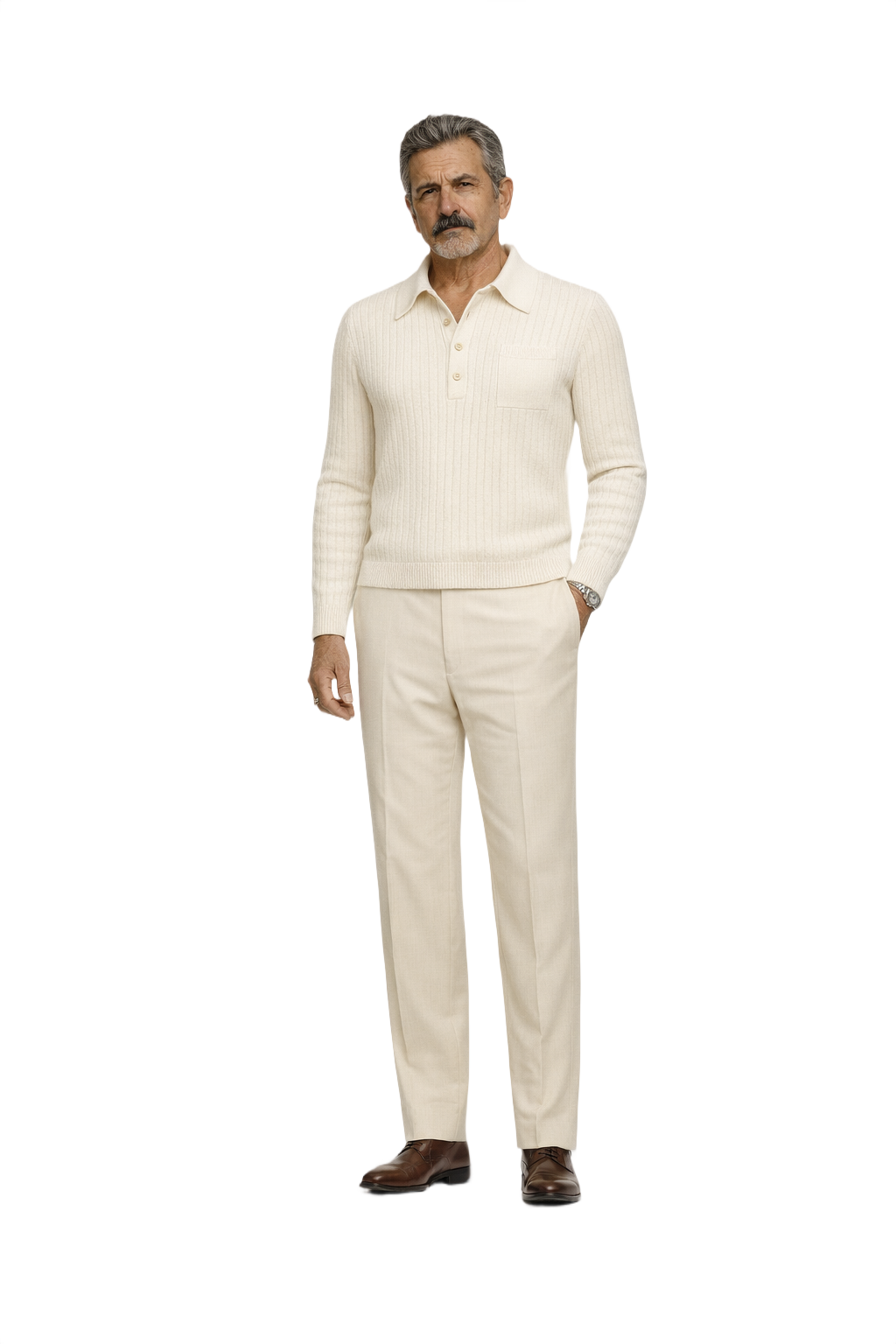 1980s Cream White Wool Sweater - Model