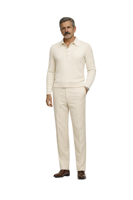 1980s Cream White Wool Sweater - Model