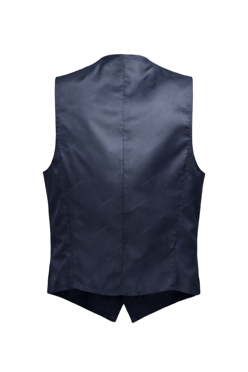 1980s Navy Blue Wool Vest - Back View