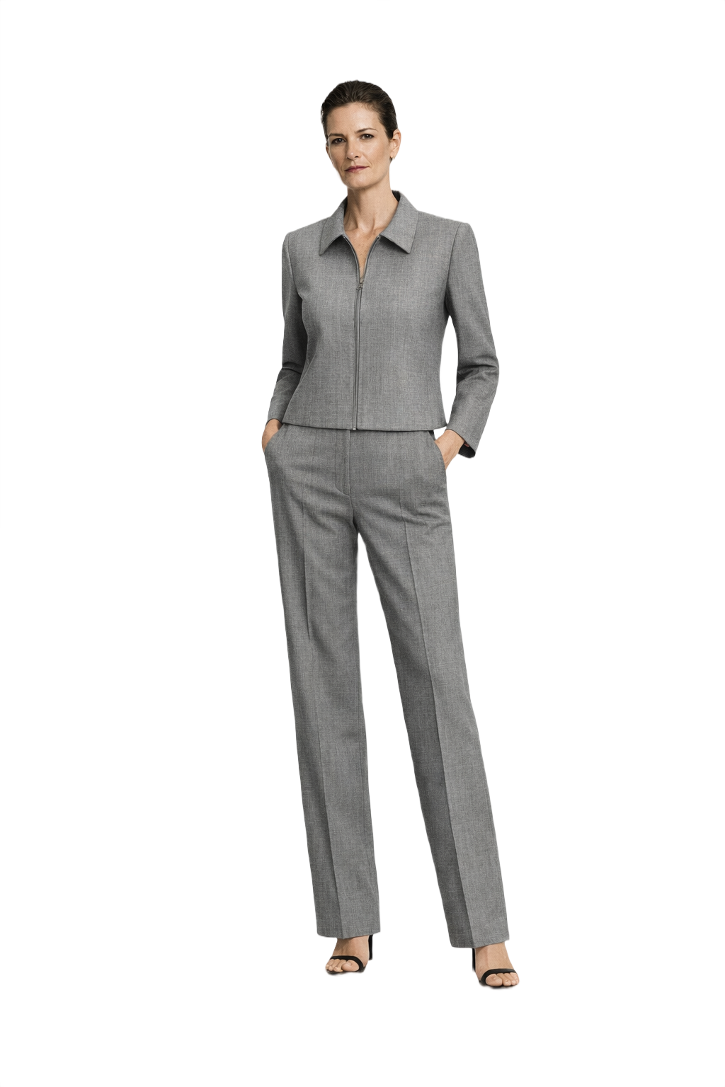 1990s Grey Woven Fabric Matching Set - Model