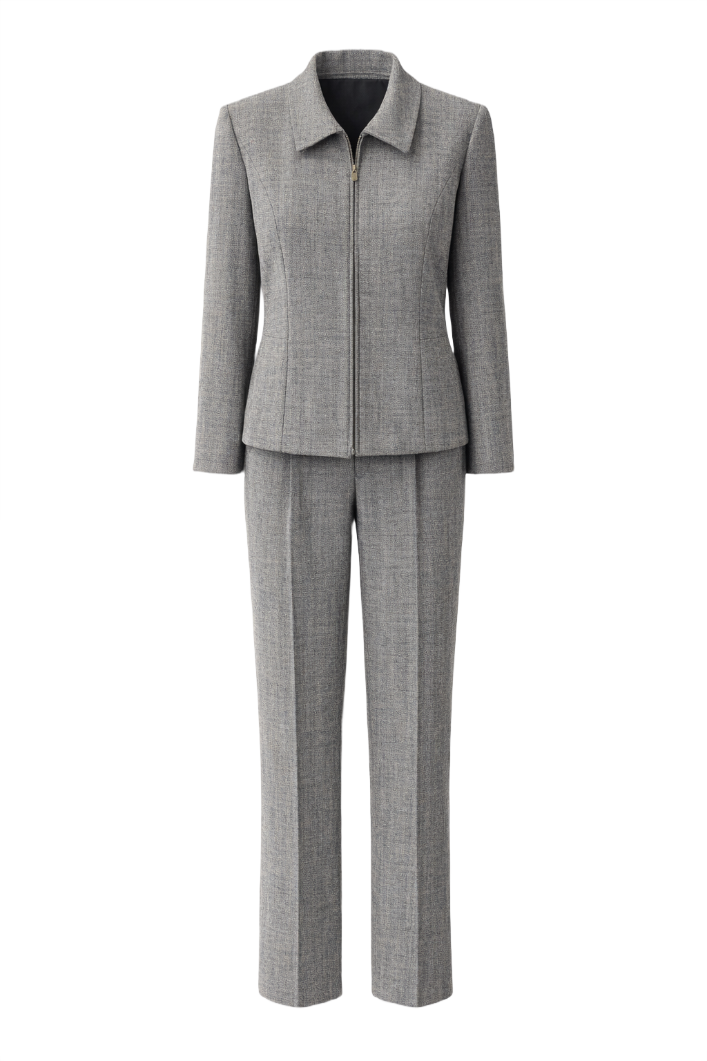 1990s Grey Woven Fabric Matching Set - Front View