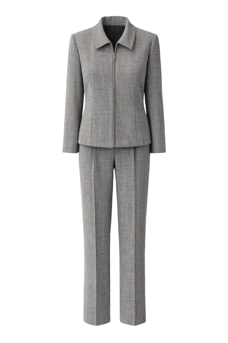 1990s Grey Woven Fabric Matching Set - Front View