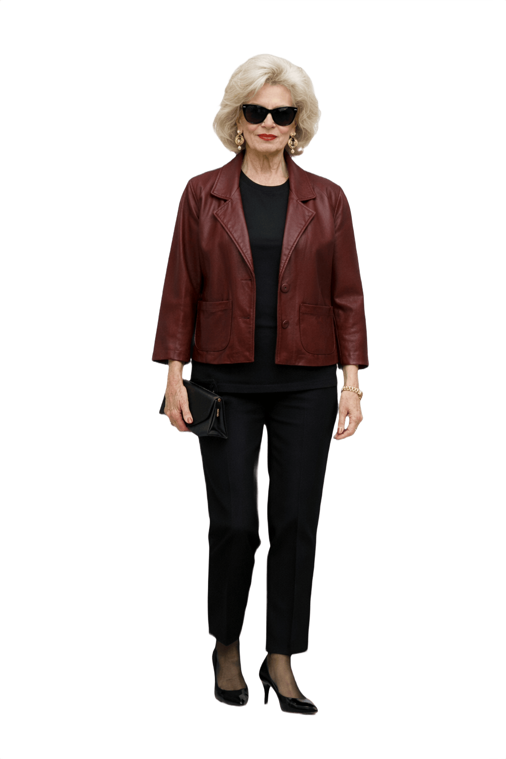 1980s Burgundy Leather Jacket - Model
