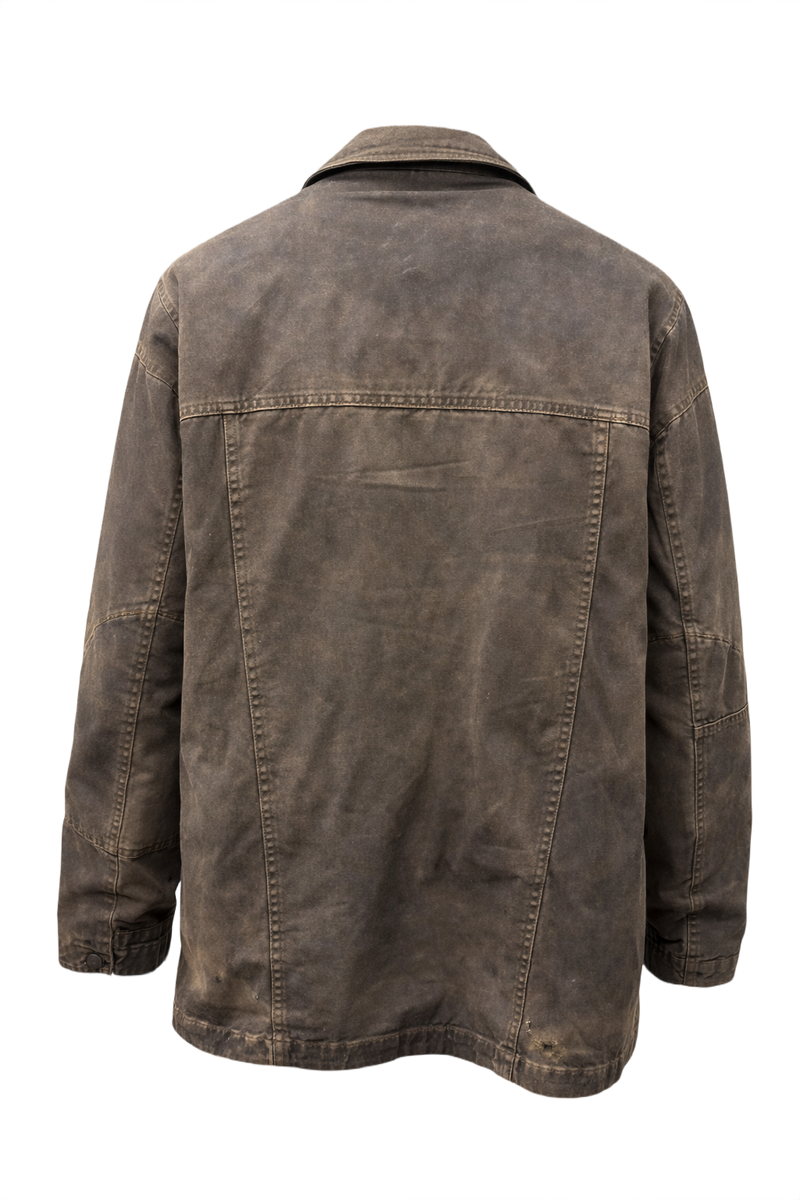 1990s Faded Brown Cotton Jacket - Back View