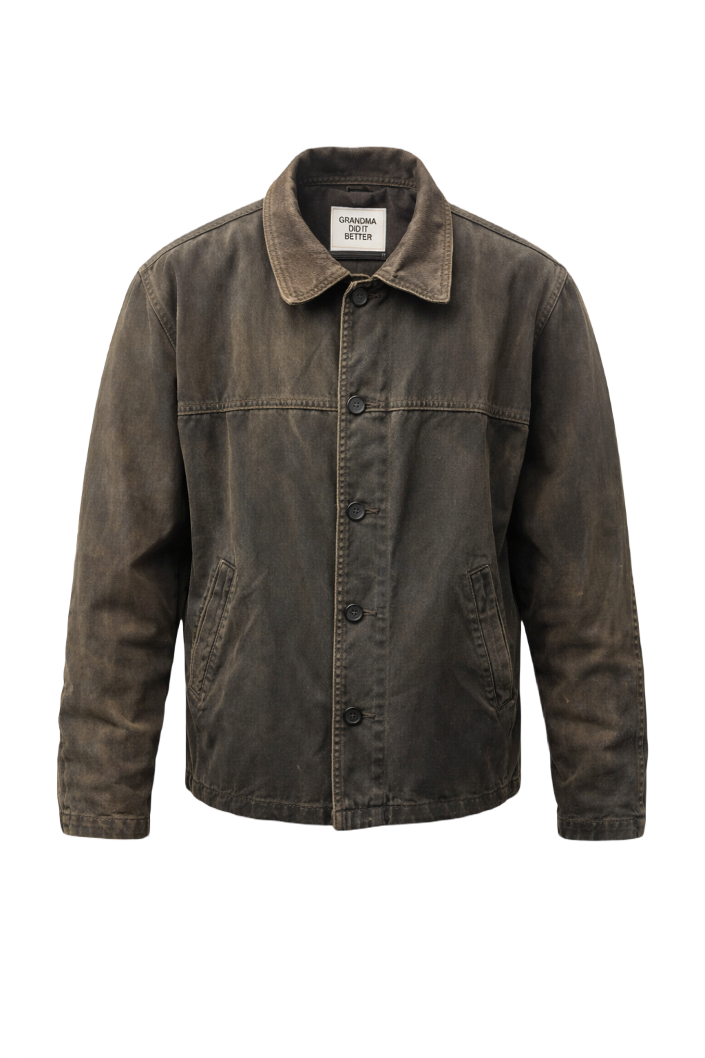 1990s Faded Brown Cotton Jacket - Front View