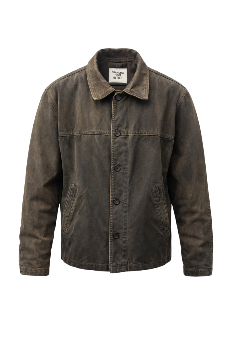 1990s Faded Brown Cotton Jacket - Front View