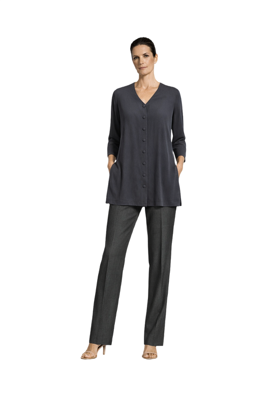 1990s Navy Blue Silk Blouse - Model