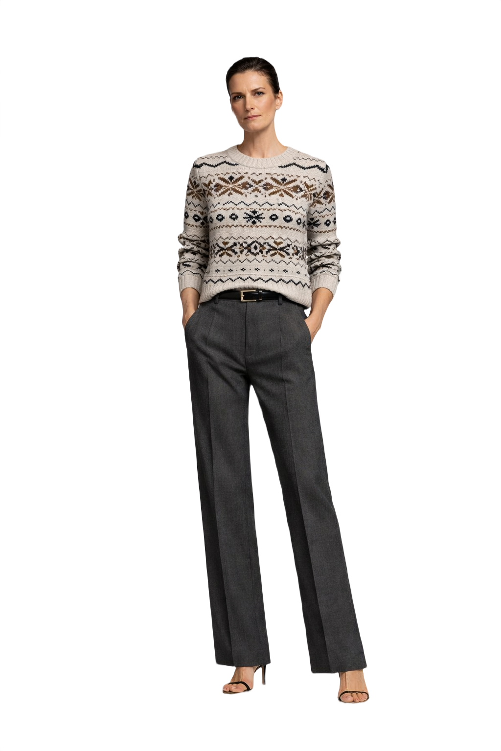 [1990s] Cream Wool Sweater - Model