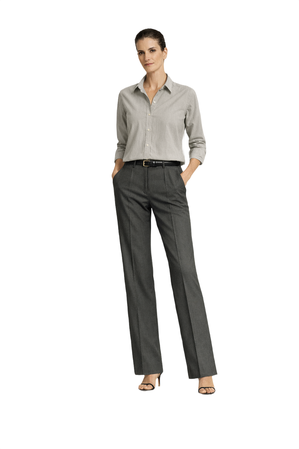 1990s Light Grey Cotton Shirt - Model