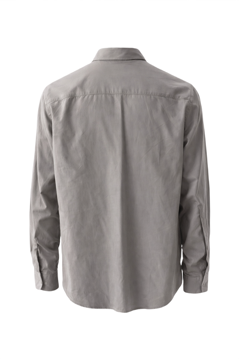 1990s Light Grey Cotton Shirt - Back View