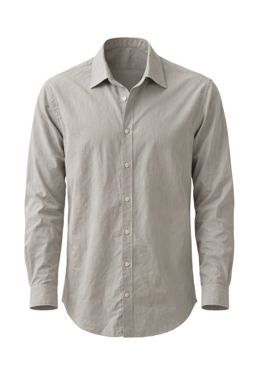 1990s Light Grey Cotton Shirt - Front View