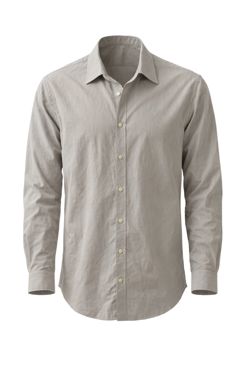 1990s Light Grey Cotton Shirt - Front View