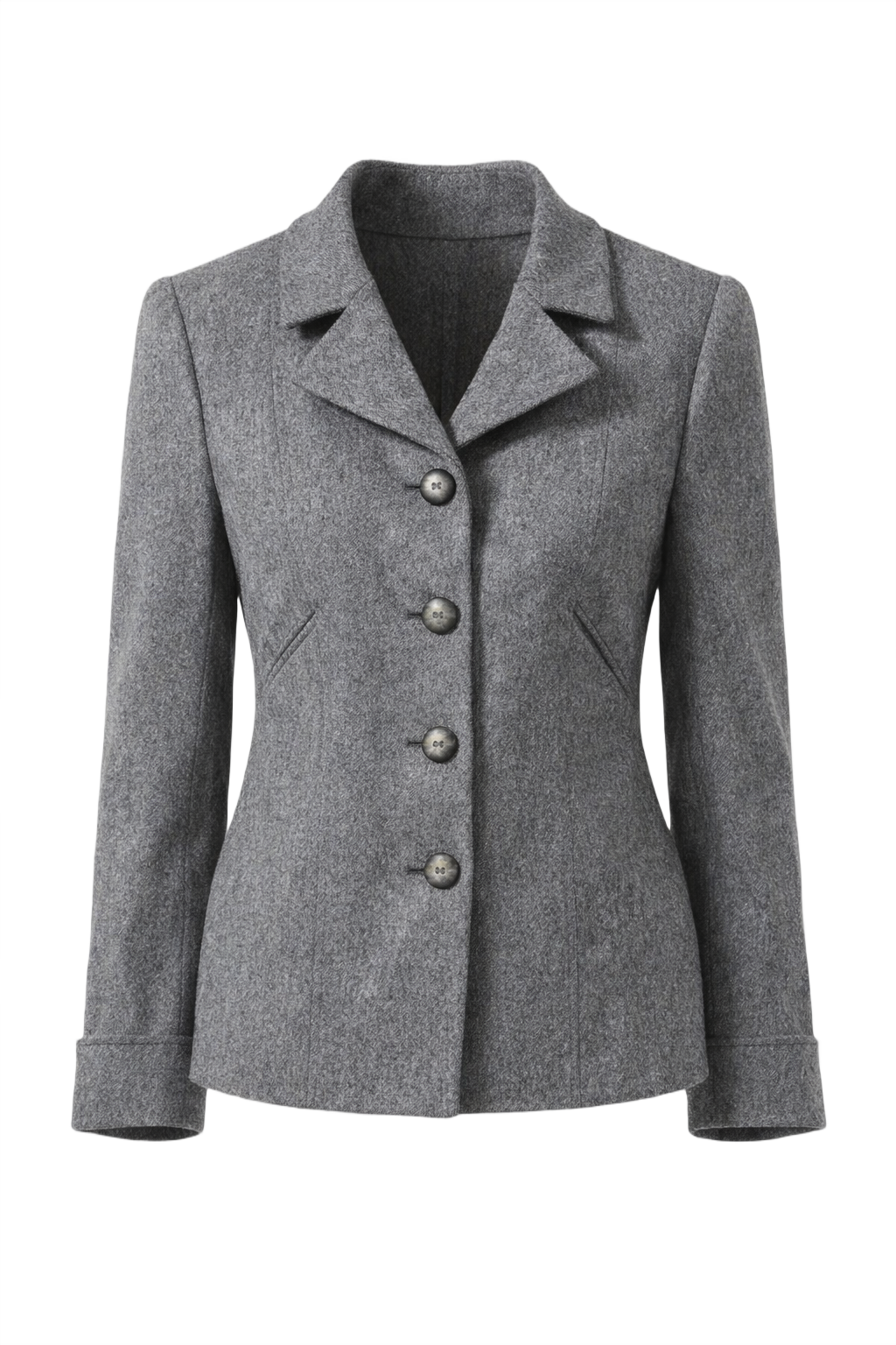 1990s Charcoal Grey Wool Blazer - Front View