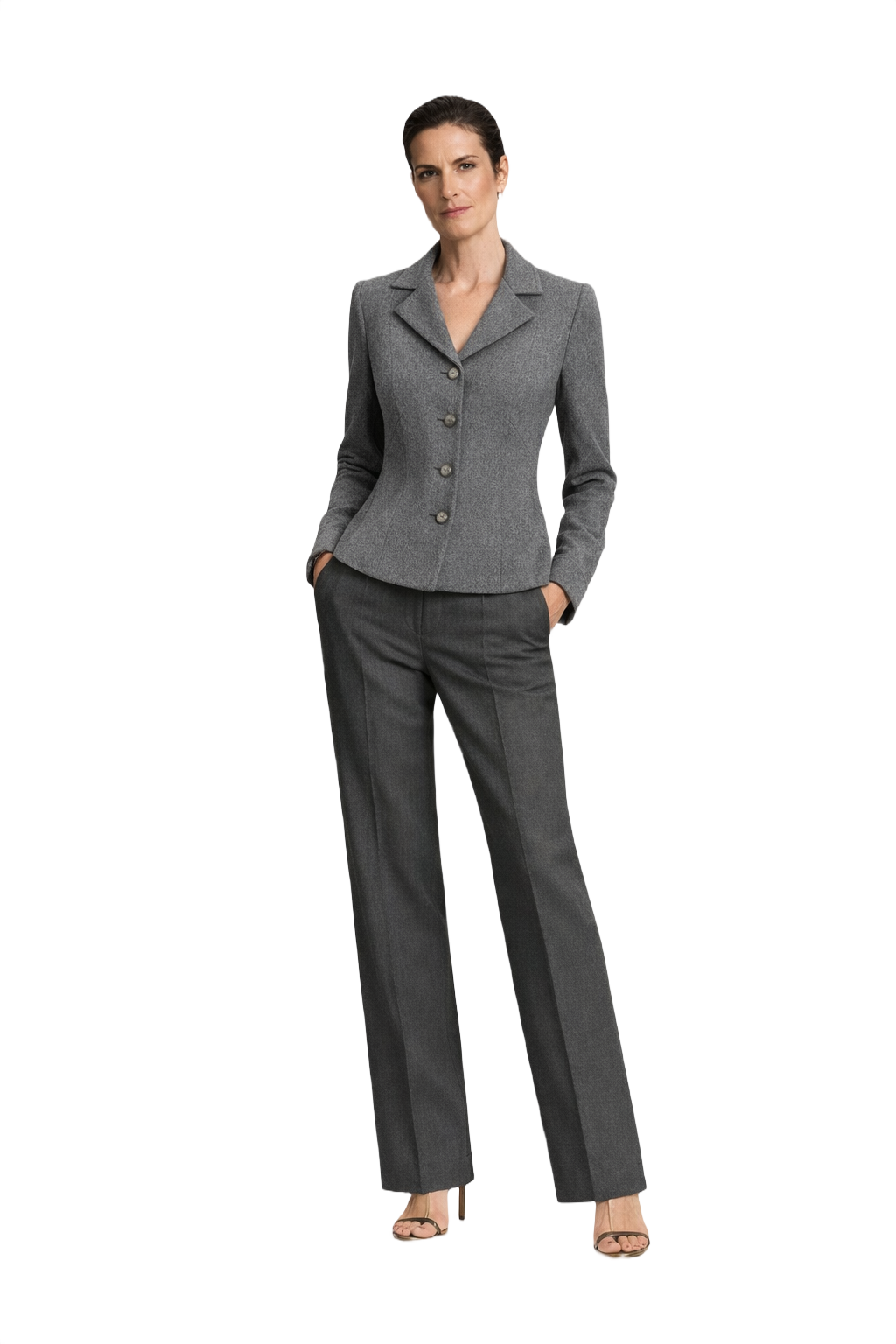 1990s Charcoal Grey Wool Blazer - Model