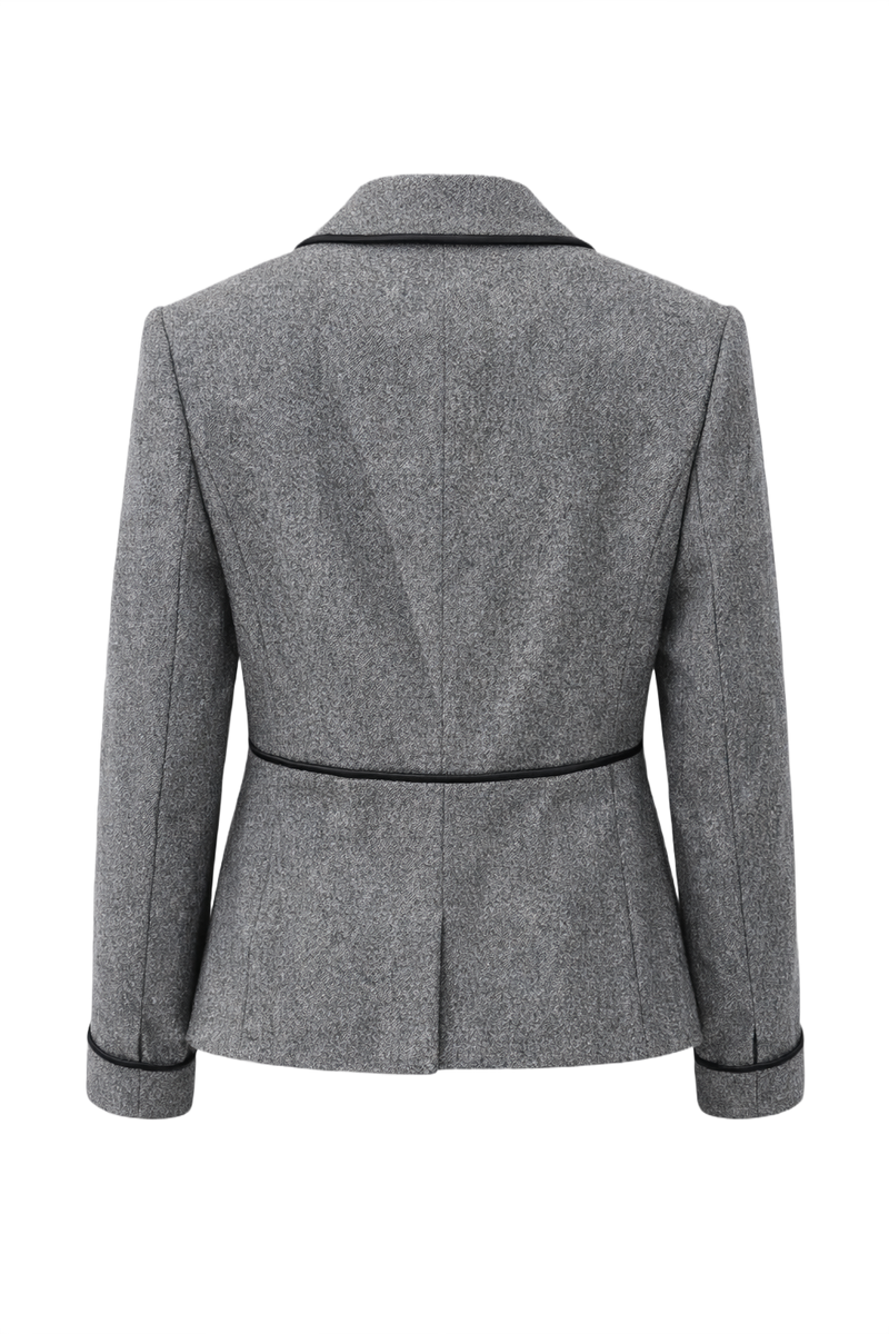 1990s Charcoal Grey Wool Blazer - Back View