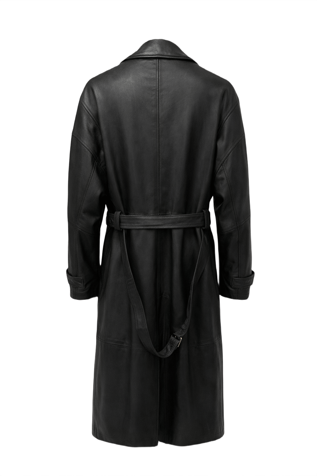 1990s Black Leather Coat - Back View
