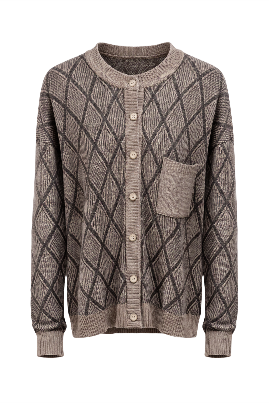 1980s Gray Wool Blend Cardigan - Front View