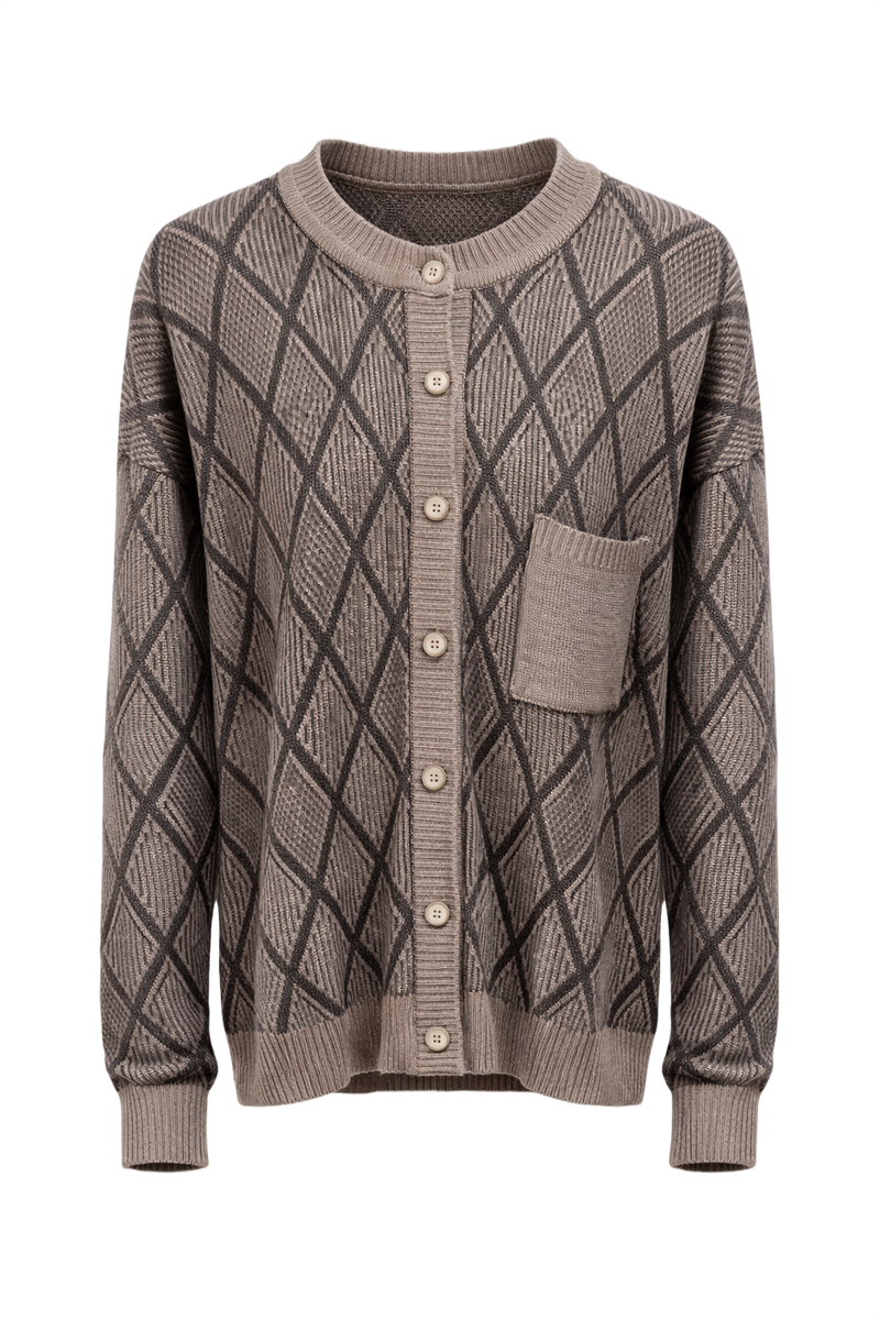 1980s Gray Wool Blend Cardigan - Front View