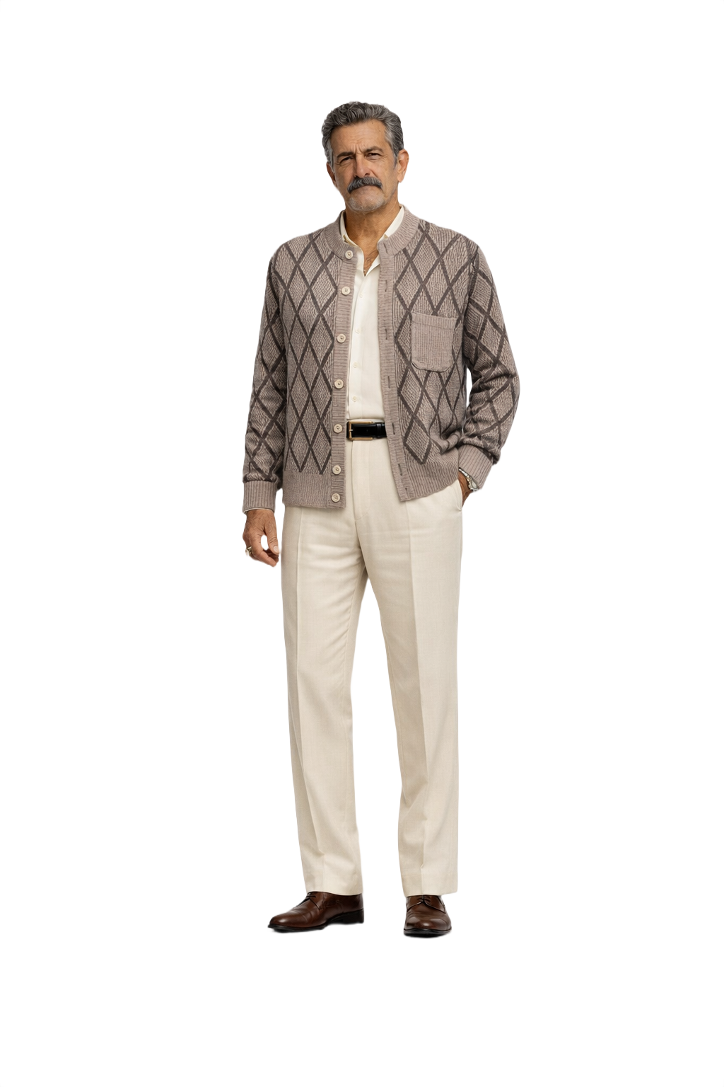 1980s Gray Wool Blend Cardigan - Model