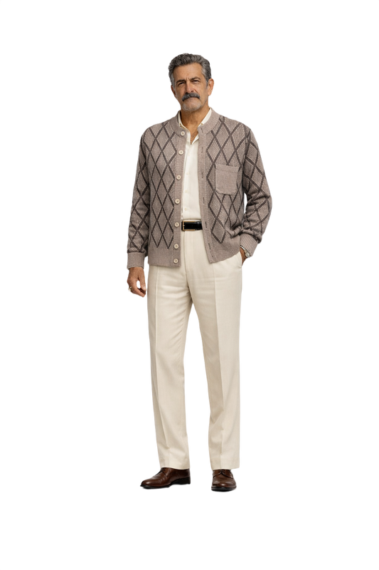 1980s Gray Wool Blend Cardigan - Model