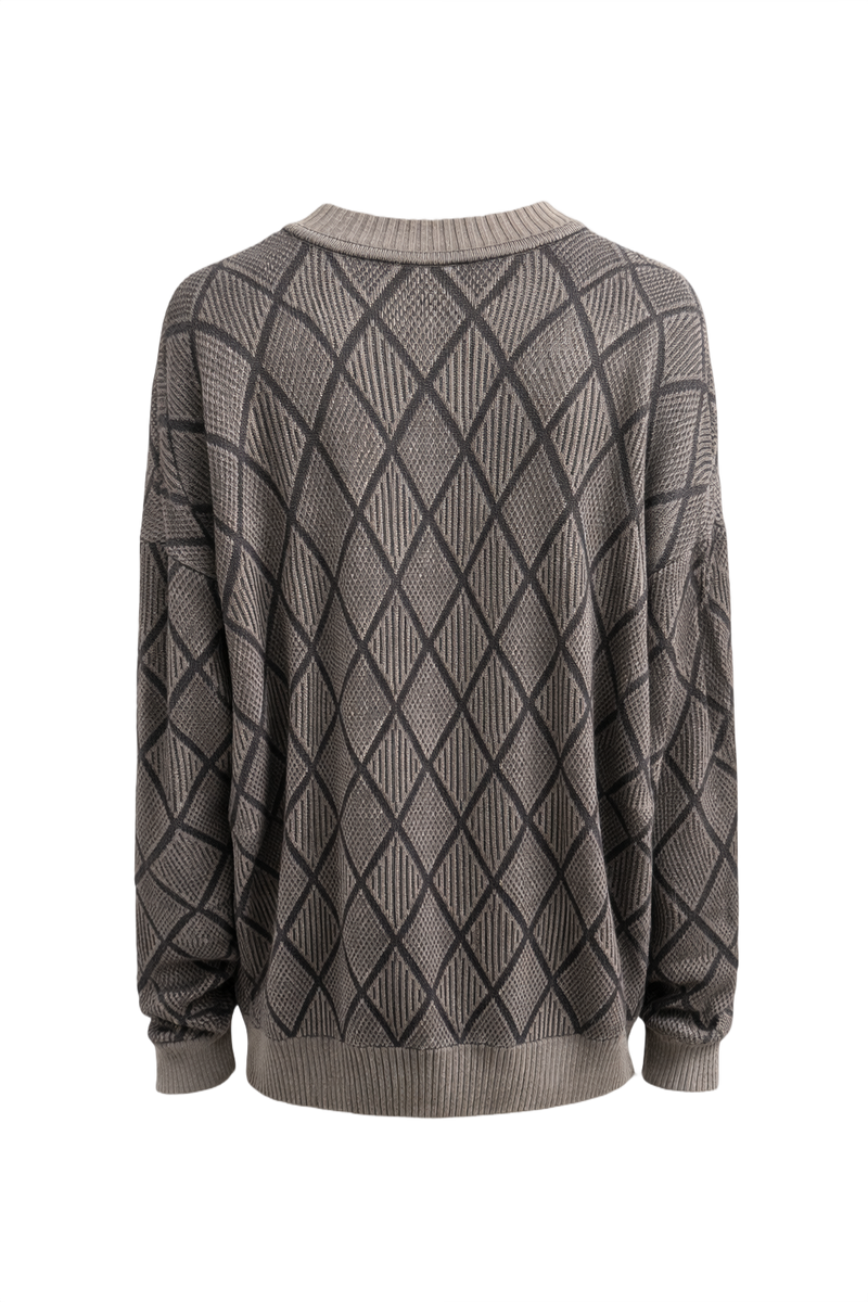 1980s Gray Wool Blend Cardigan - Back View