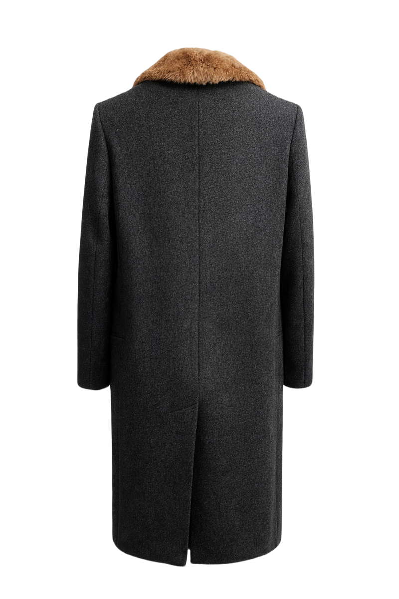 1990s Charcoal Grey Wool Coat - Back View