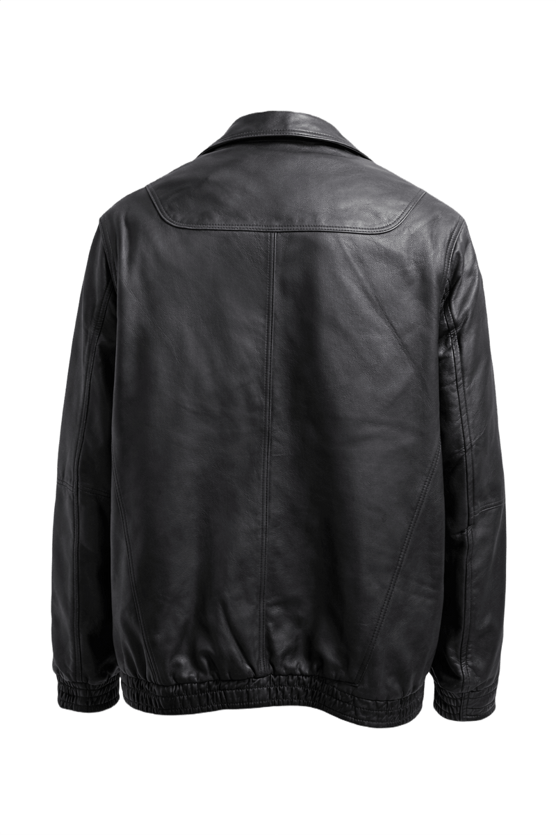 1990s Black Leather Jacket - Back View