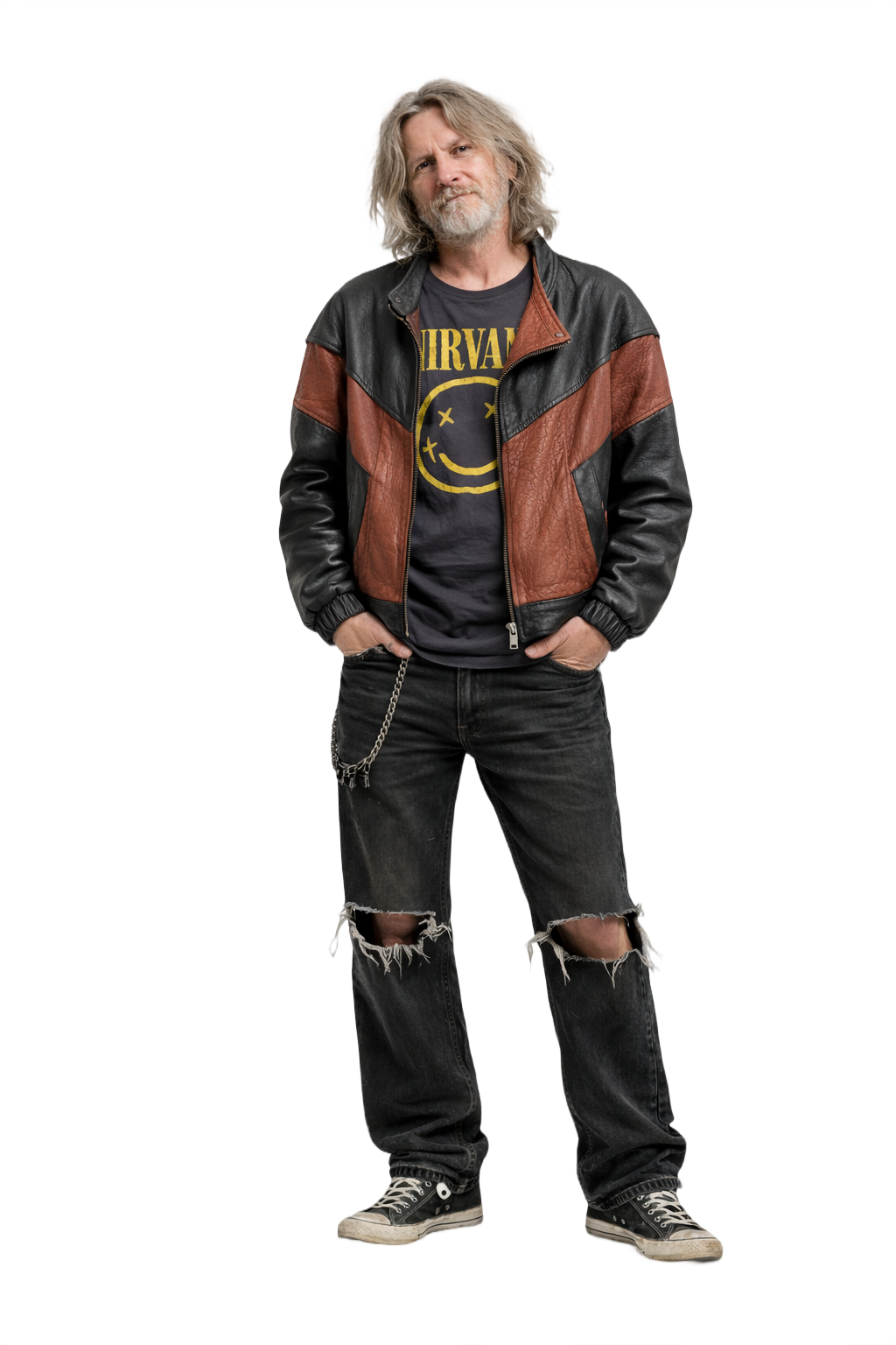 1990s Black Brown Leather Jacket - Model