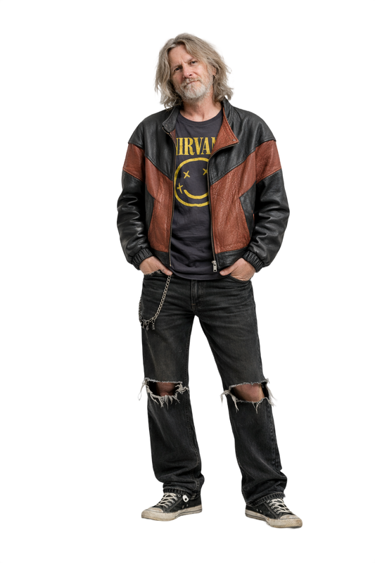 1990s Black Brown Leather Jacket - Model