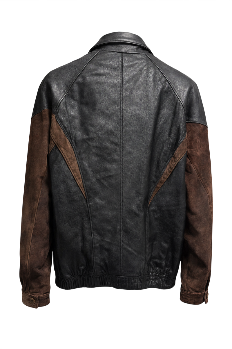 1990s Black Leather Jacket - Back View