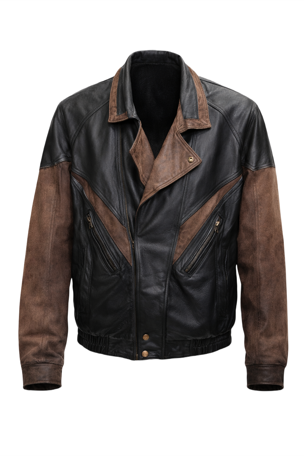 1990s Black Leather Jacket - Front View