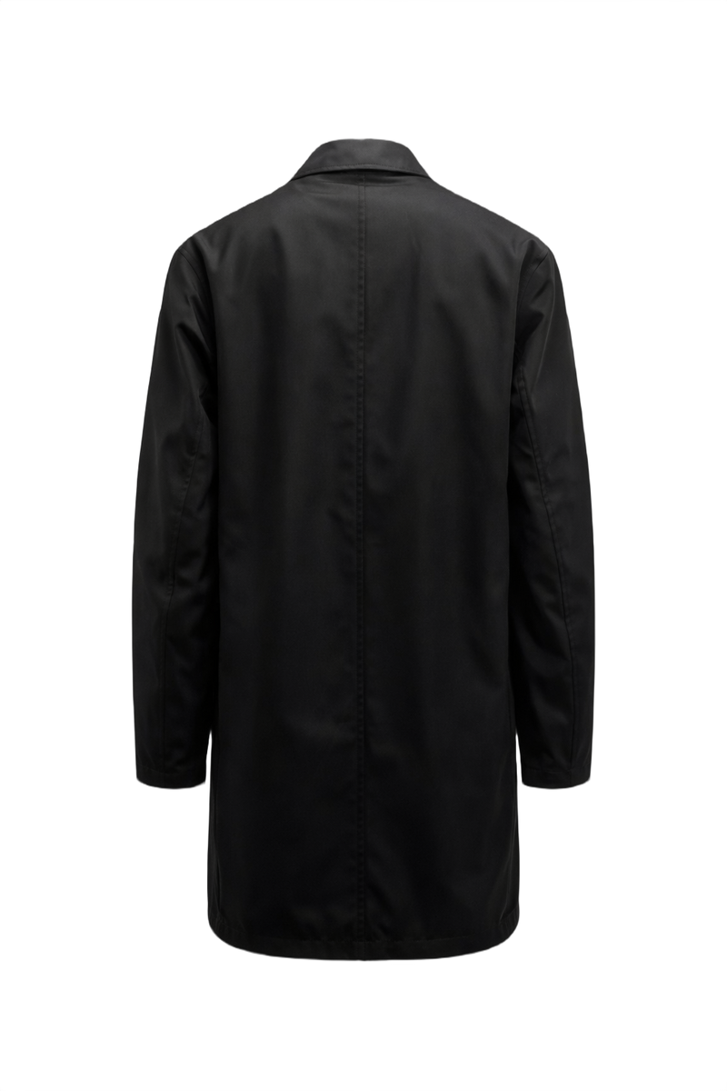 1990s Black Polyester Coat - Back View