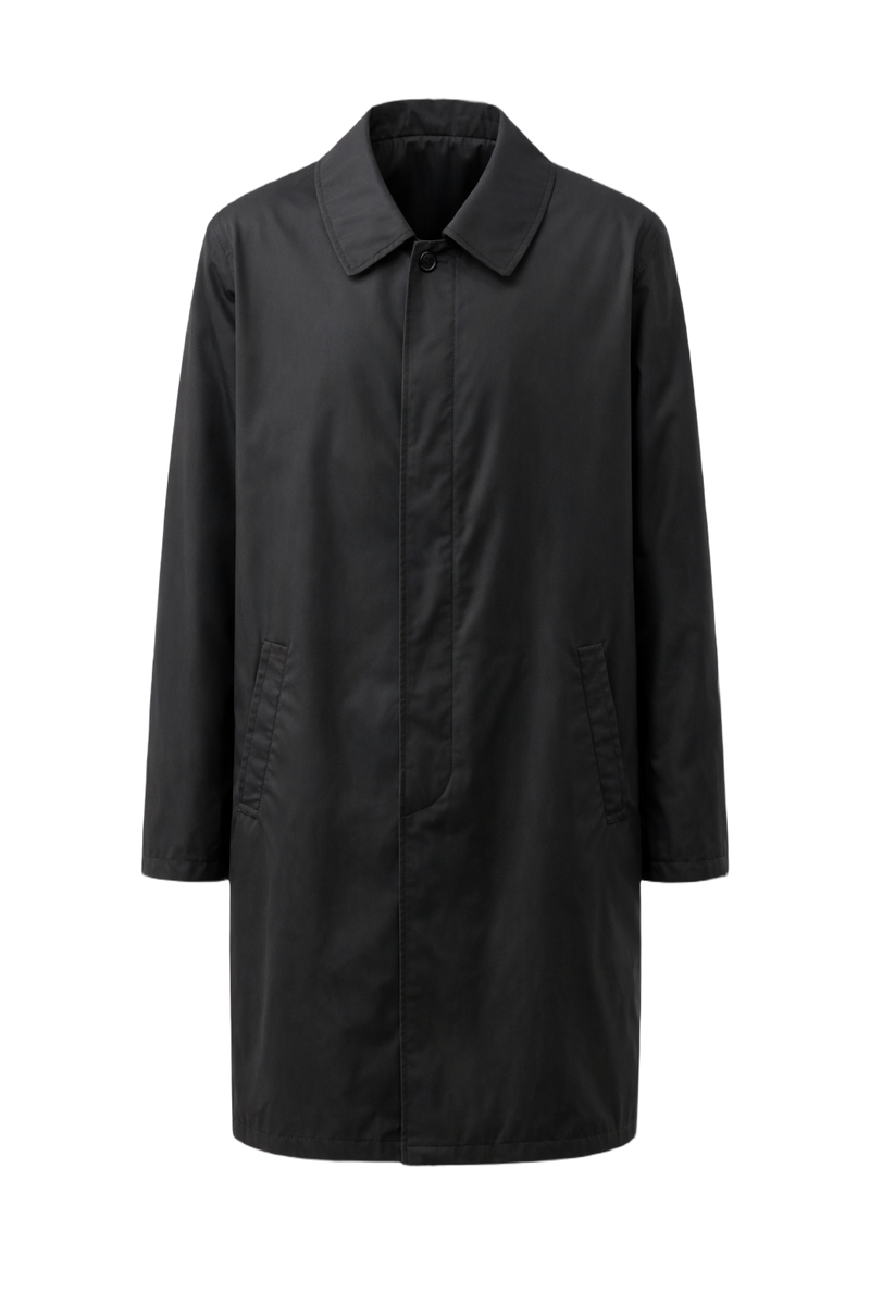 1990s Black Polyester Coat - Front View