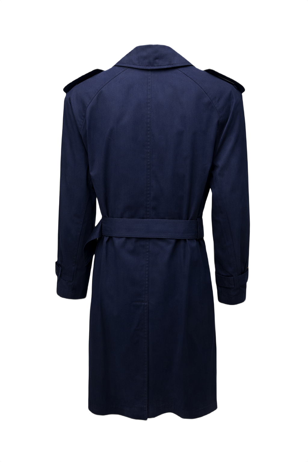 1990s Navy Blue Cotton Trench Coat - Back View