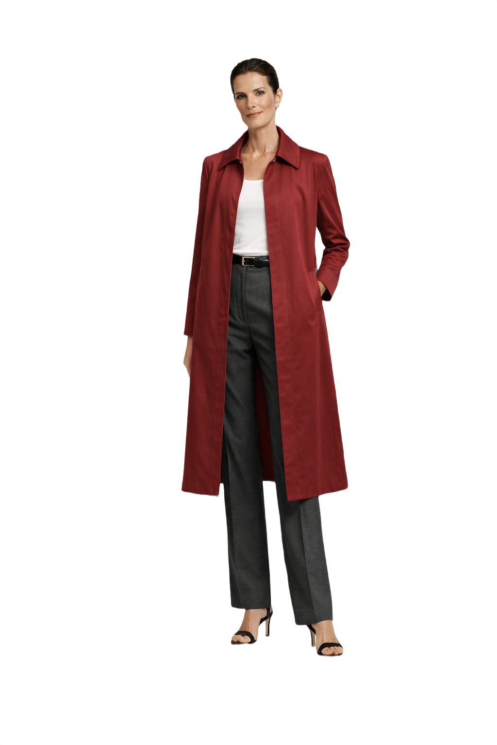 1990s Deep Burgundy Cotton Coat - Model