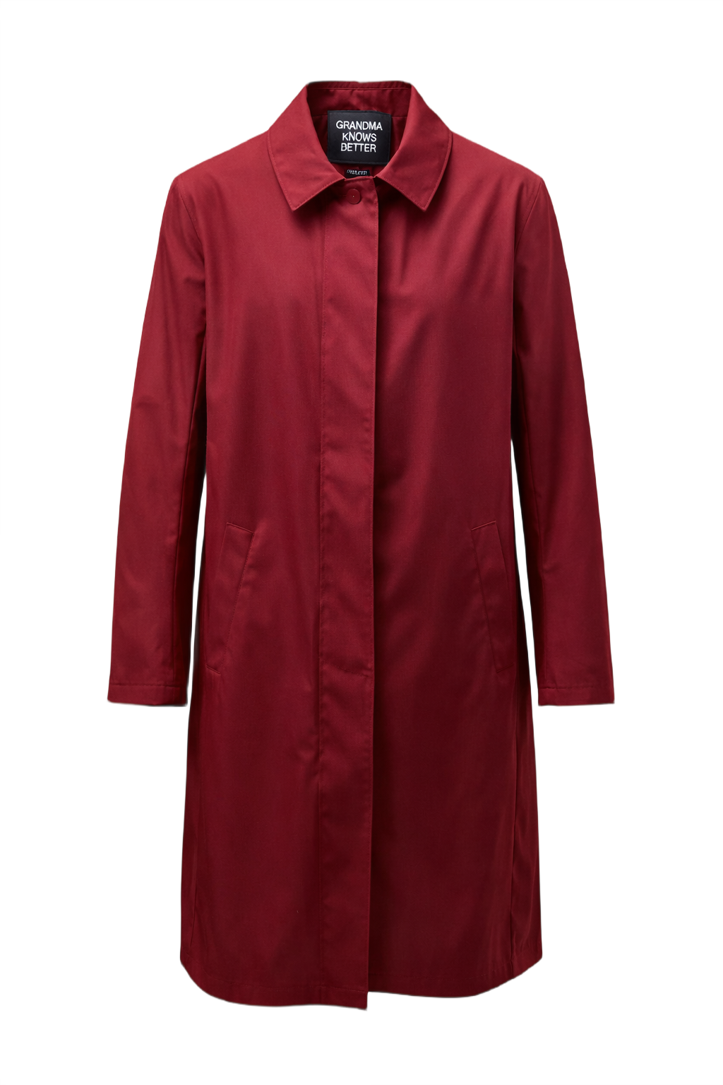 1990s Deep Burgundy Cotton Coat - Front View