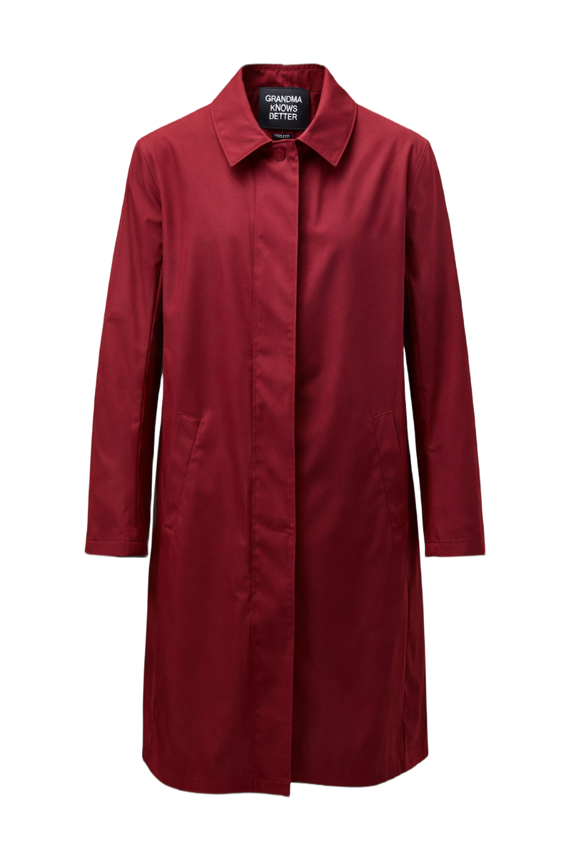 1990s Deep Burgundy Cotton Coat - Front View