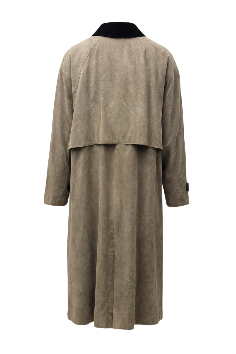 1990s Taupe Microfibre Coat - Back View