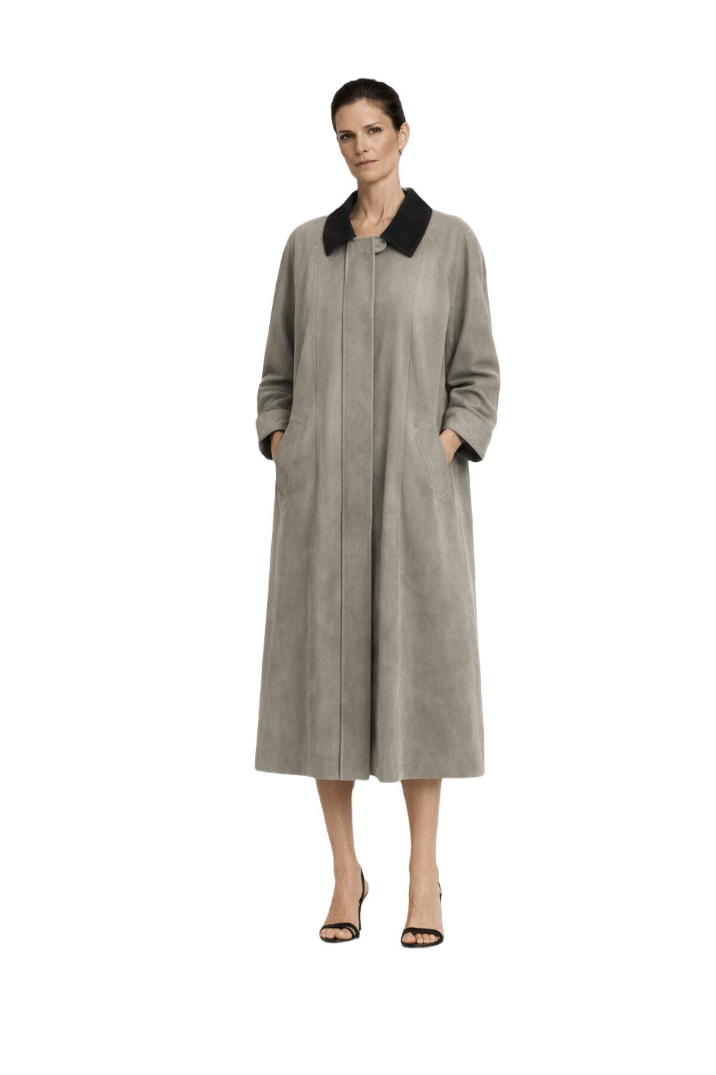 1990s Taupe Microfibre Coat - Model