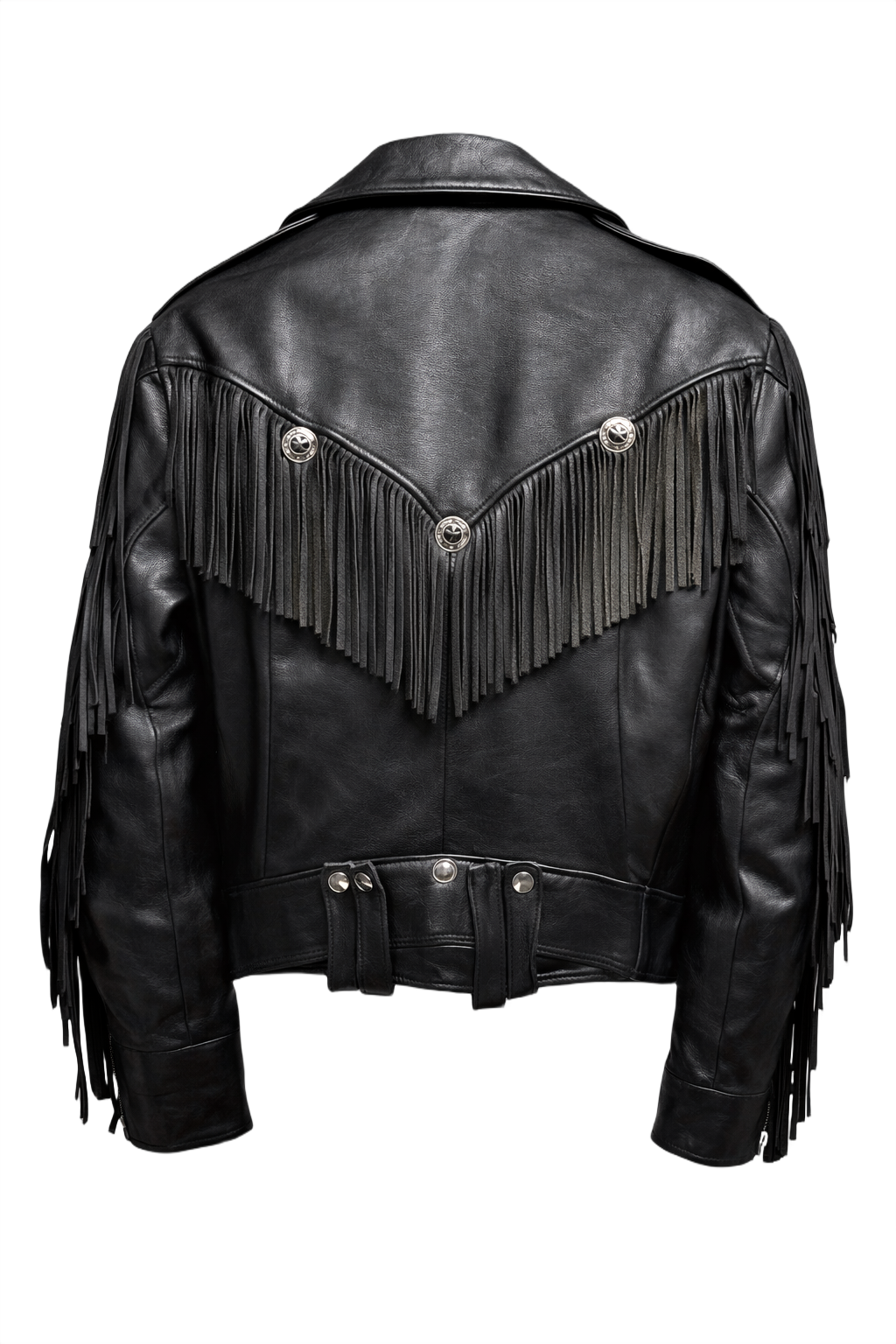 1970s Black Leather Jacket - Back View