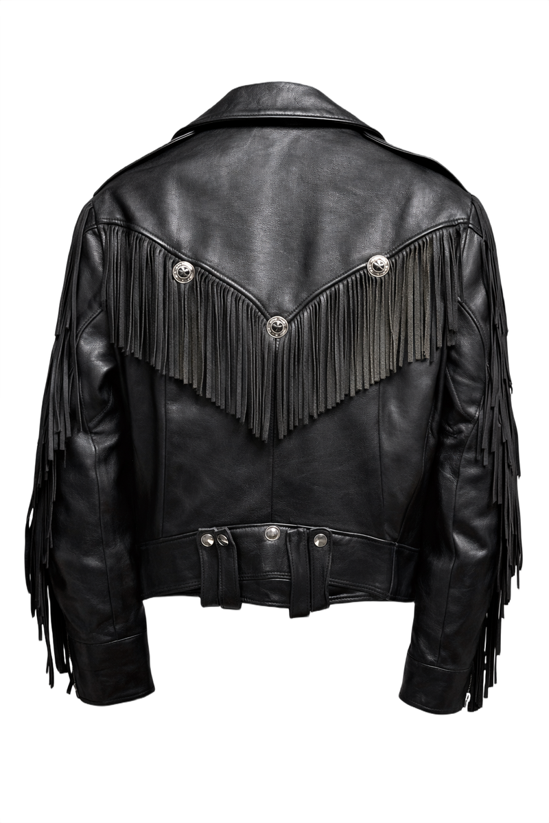1970s Black Leather Jacket - Back View
