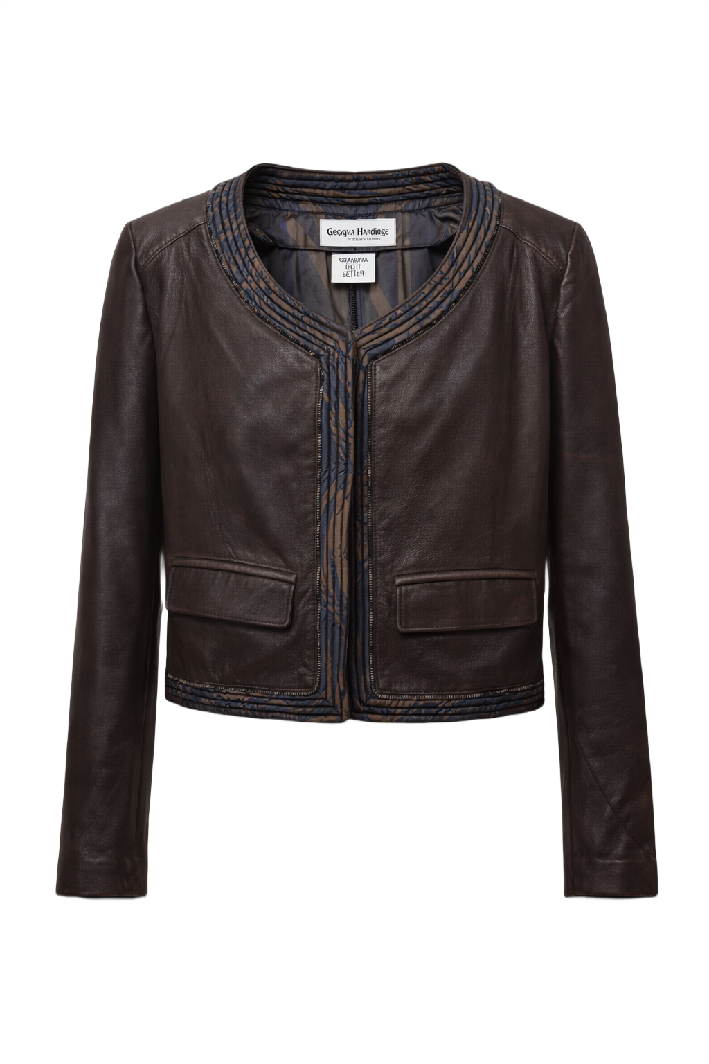 1990s Dark Brown Leather Jacket - Front View