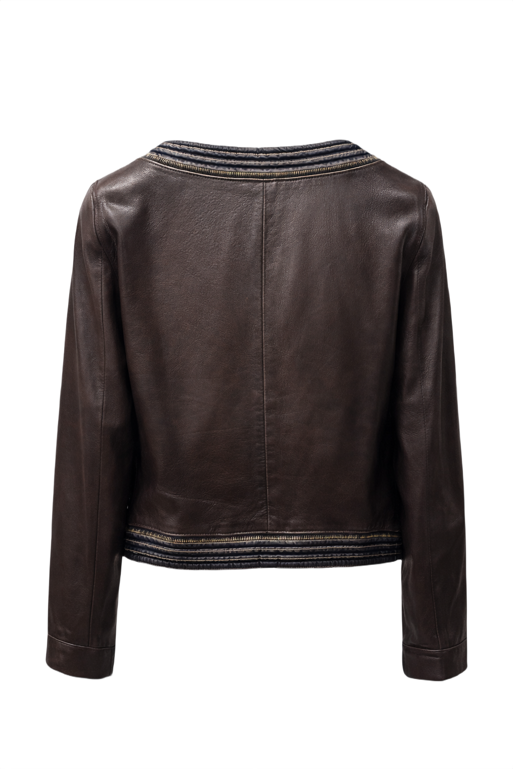 1990s Dark Brown Leather Jacket - Back View