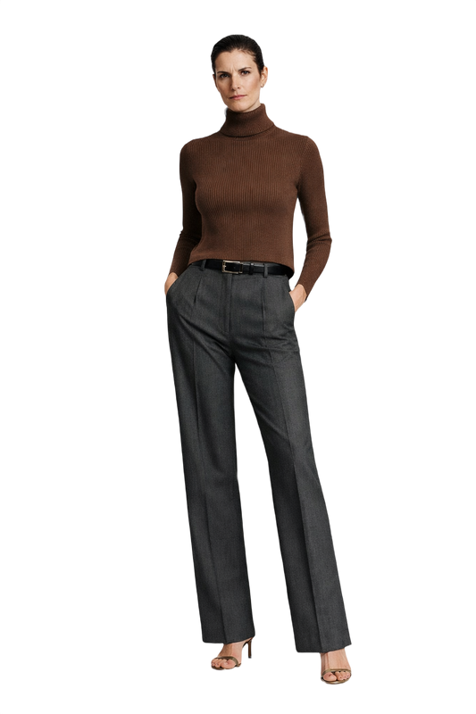 1990s Brown Cotton Turtleneck Sweater - Model